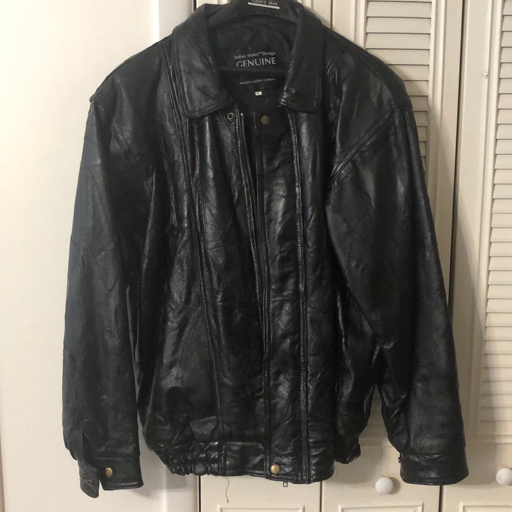 Men’s Leather Coat - Italian Stone Design (XL)